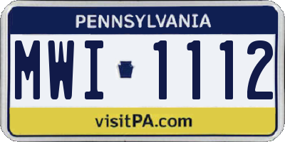 PA license plate MWI1112