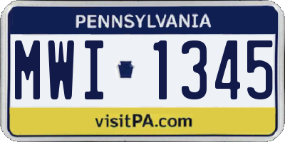 PA license plate MWI1345