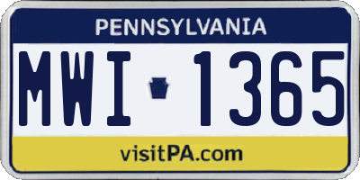 PA license plate MWI1365