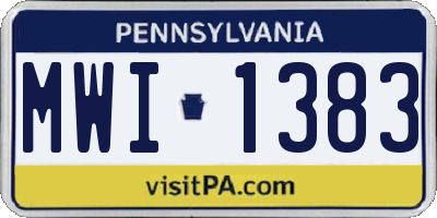 PA license plate MWI1383