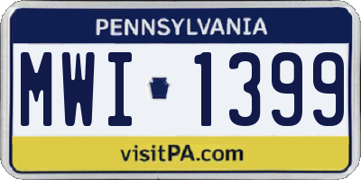 PA license plate MWI1399