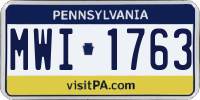 PA license plate MWI1763
