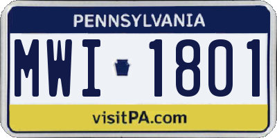 PA license plate MWI1801