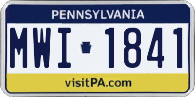 PA license plate MWI1841