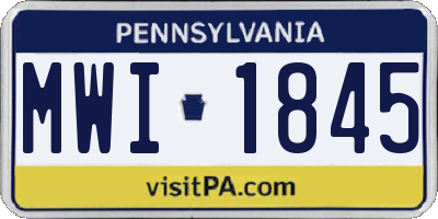 PA license plate MWI1845
