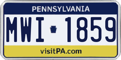 PA license plate MWI1859