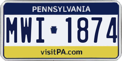 PA license plate MWI1874