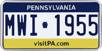 PA license plate MWI1955