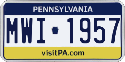 PA license plate MWI1957
