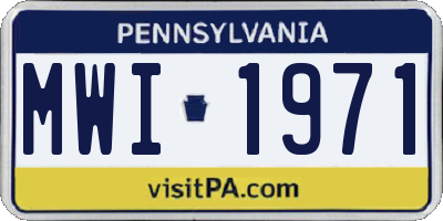 PA license plate MWI1971