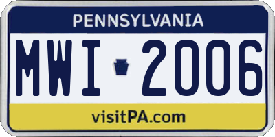 PA license plate MWI2006