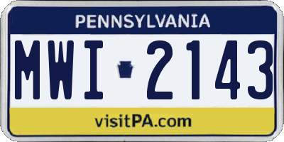 PA license plate MWI2143