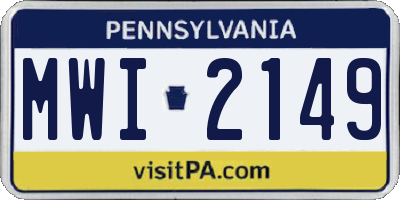 PA license plate MWI2149