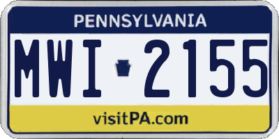 PA license plate MWI2155