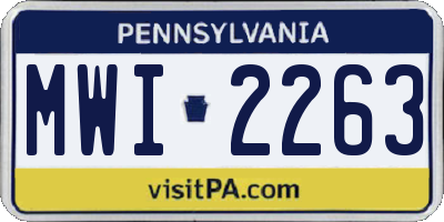 PA license plate MWI2263