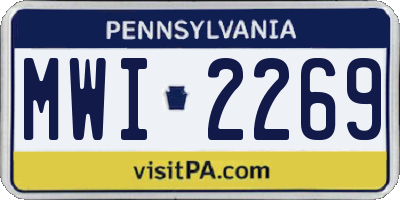 PA license plate MWI2269