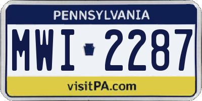 PA license plate MWI2287