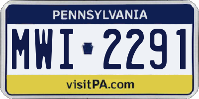 PA license plate MWI2291