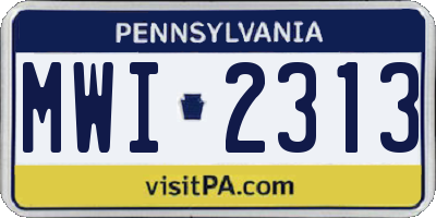 PA license plate MWI2313