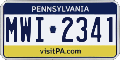 PA license plate MWI2341