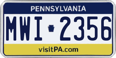 PA license plate MWI2356