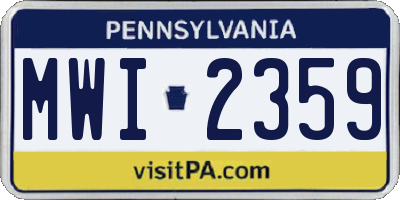 PA license plate MWI2359