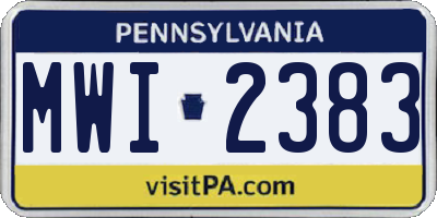 PA license plate MWI2383