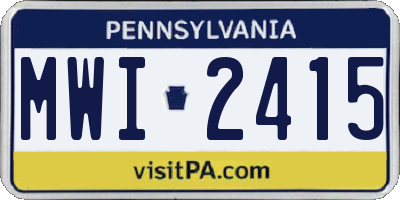 PA license plate MWI2415