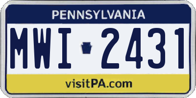 PA license plate MWI2431
