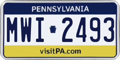 PA license plate MWI2493