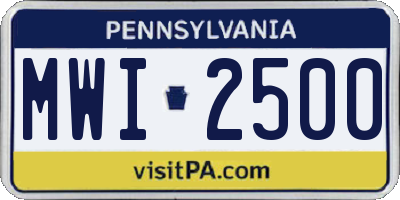 PA license plate MWI2500