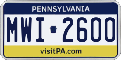 PA license plate MWI2600