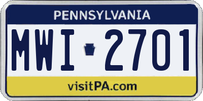 PA license plate MWI2701