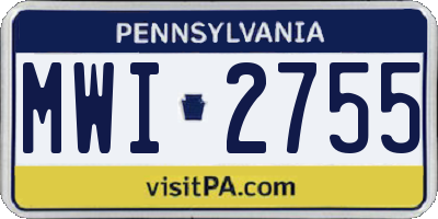 PA license plate MWI2755