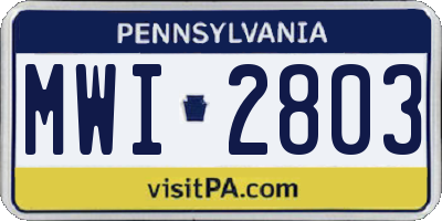 PA license plate MWI2803
