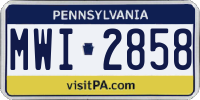 PA license plate MWI2858