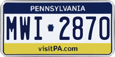 PA license plate MWI2870