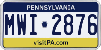 PA license plate MWI2876