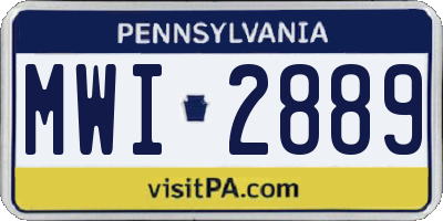 PA license plate MWI2889
