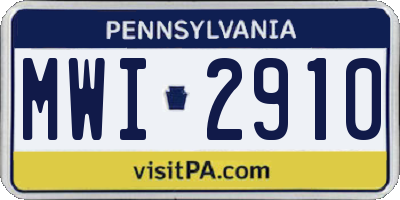 PA license plate MWI2910