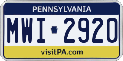 PA license plate MWI2920