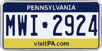 PA license plate MWI2924