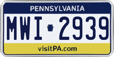 PA license plate MWI2939