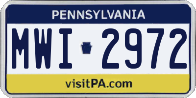 PA license plate MWI2972