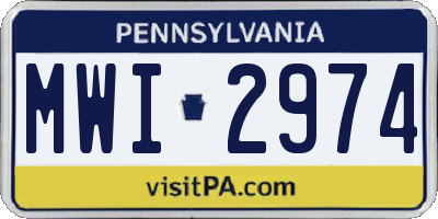 PA license plate MWI2974