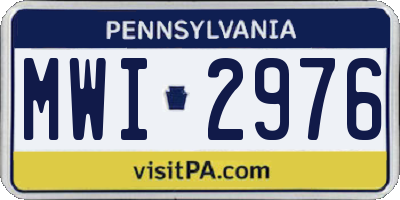 PA license plate MWI2976