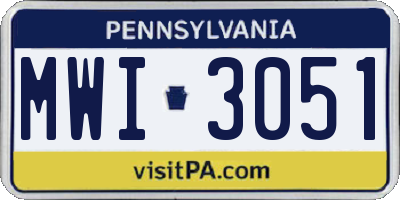PA license plate MWI3051