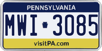 PA license plate MWI3085