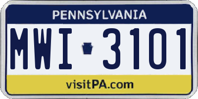 PA license plate MWI3101
