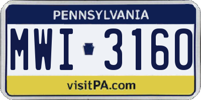 PA license plate MWI3160